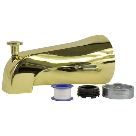 Thrifco Plumbing Universal Tub Spout with Diverter, Polished Brass 4402207